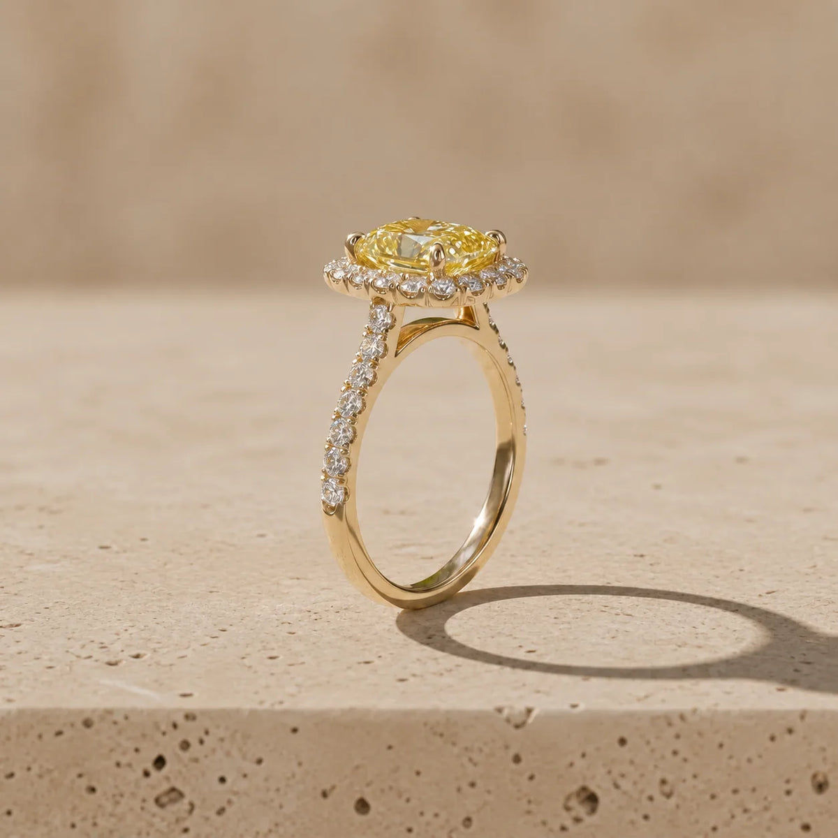 2 CT Fancy Yellow Pear Cut Lab-Grown Diamond Halo Engagement Ring