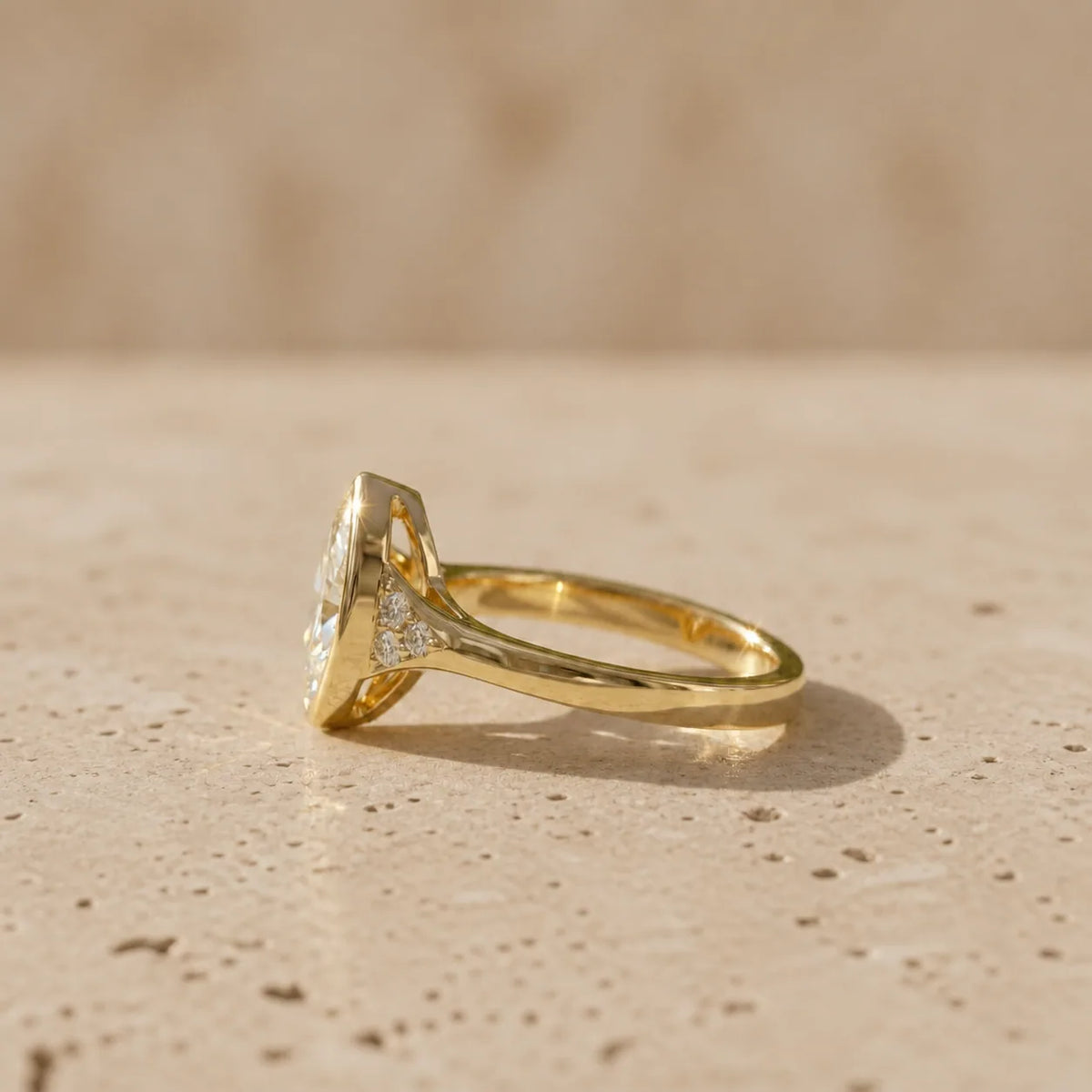 2 CT Marquise Cut Lab-Grown Diamond Bezel-Set Engagement Ring