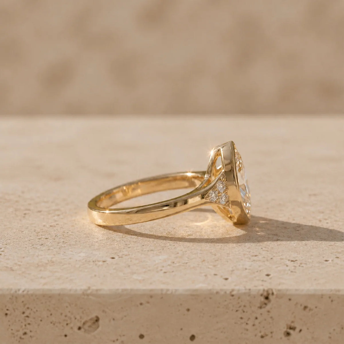2 CT Marquise Cut Lab-Grown Diamond Bezel-Set Engagement Ring