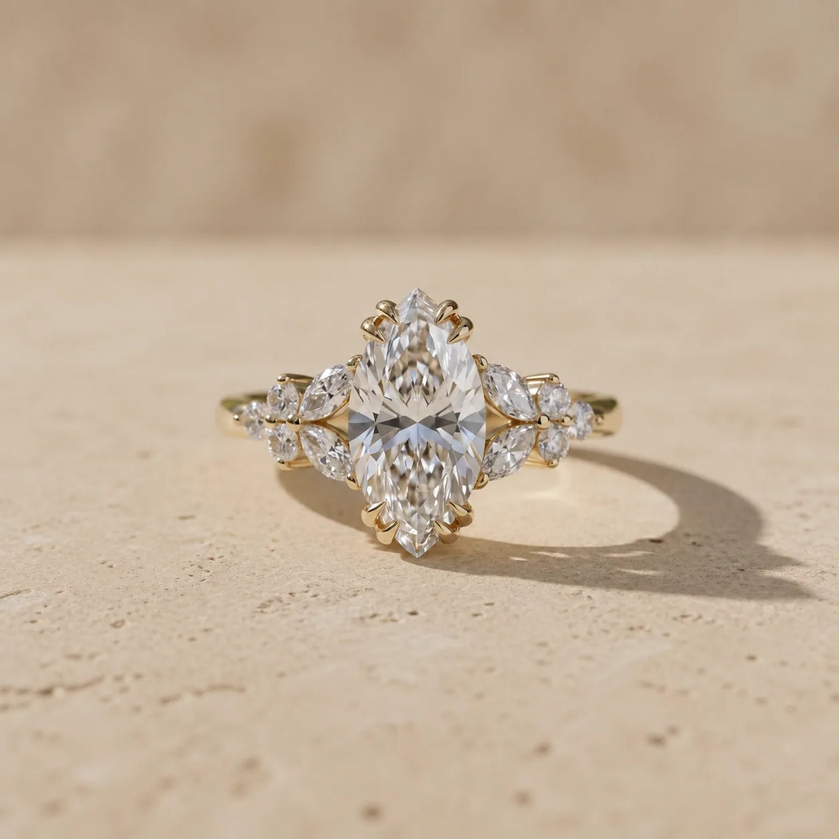 2 CT Marquise Cut Lab-Grown Diamond Split-Shank Cluster Engagement Ring