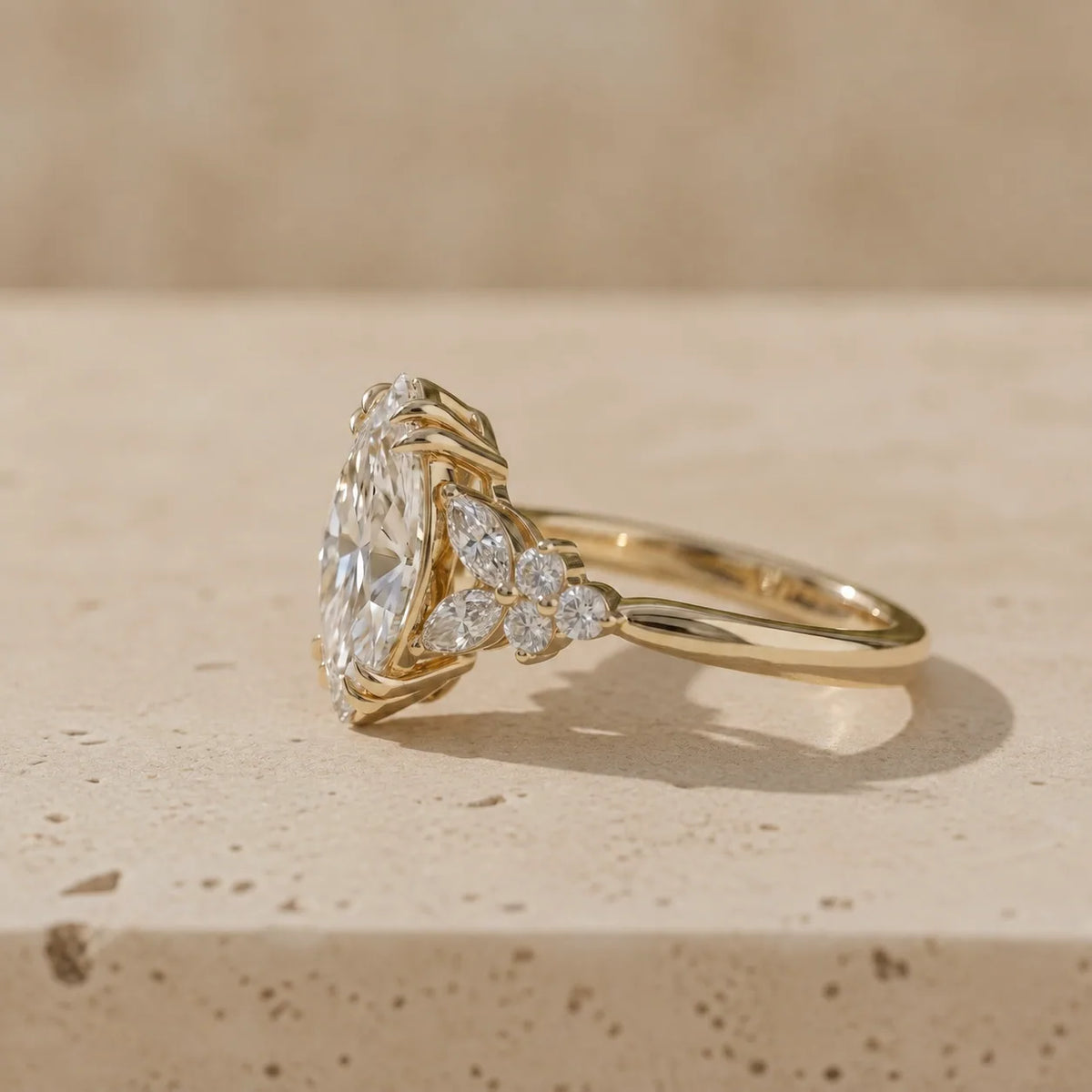 2 CT Marquise Cut Lab-Grown Diamond Split-Shank Cluster Engagement Ring