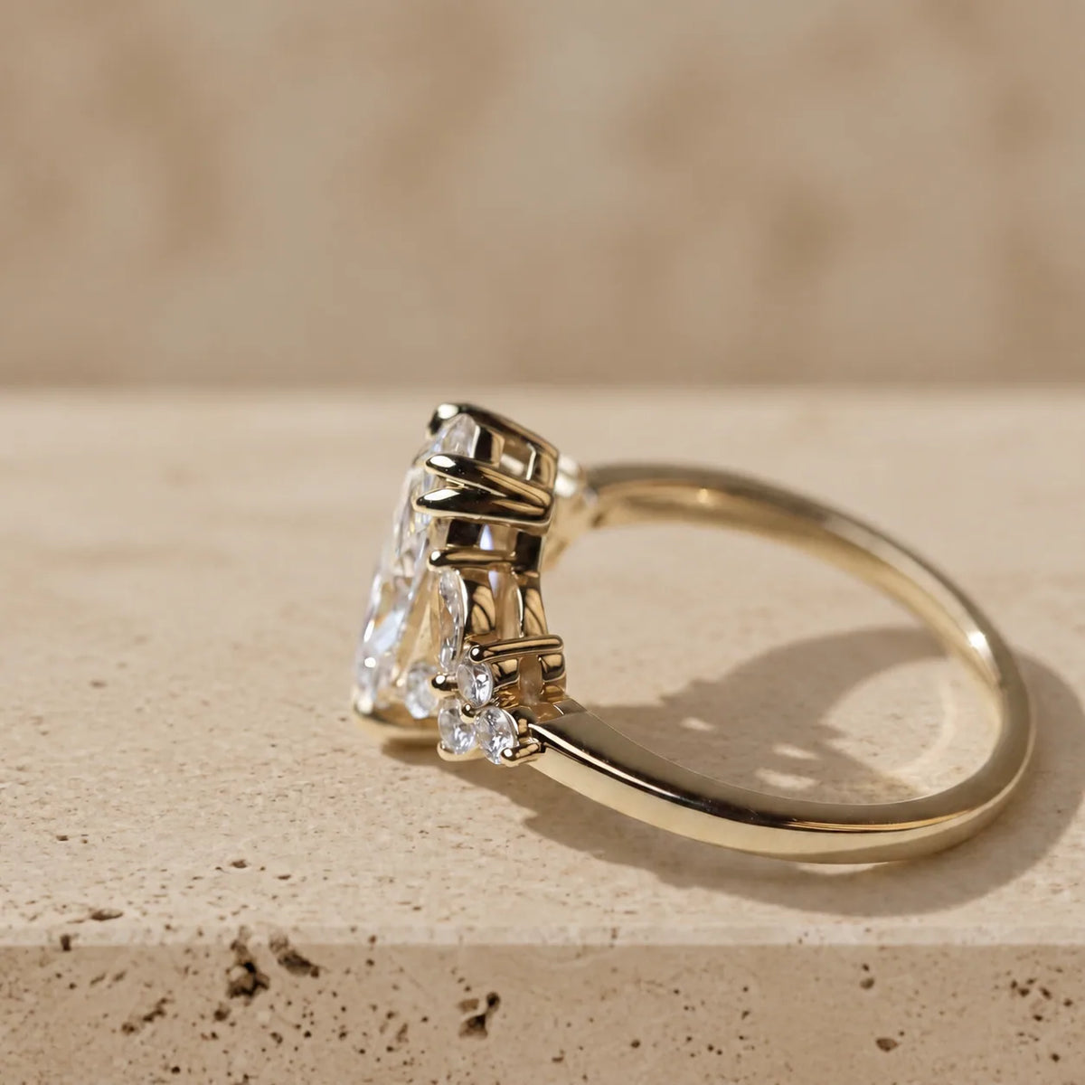 2 CT Marquise Cut Lab-Grown Diamond Split-Shank Cluster Engagement Ring