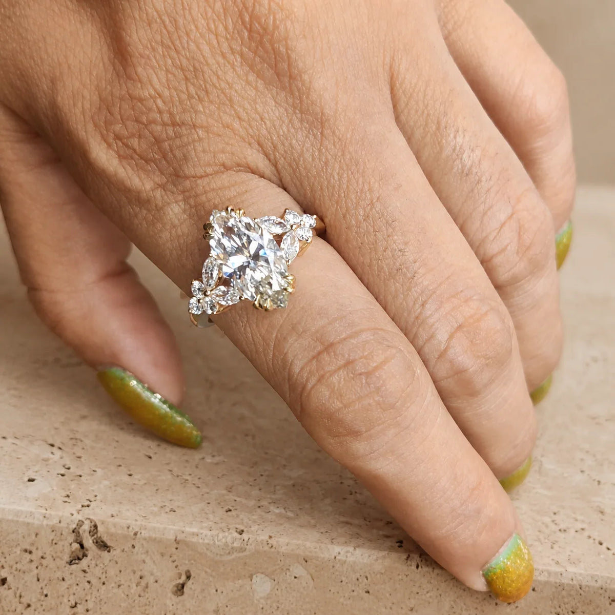 2 CT Marquise Cut Lab-Grown Diamond Split-Shank Cluster Engagement Ring
