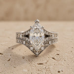 2 CT Marquise Cut Lab-Grown Diamond Vintage Filigree Bridal Ring Set