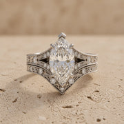 2 CT Marquise Cut Lab-Grown Diamond Vintage Filigree Bridal Ring Set