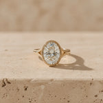 2 CT Oval Cut Lab-Grown Diamond Bezel-Set Engagement Ring