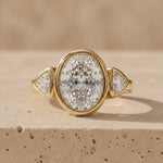 2 CT Oval Cut Lab-Grown Diamond Bezel-Set Three-Stone Engagement Ring