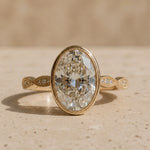 2 CT Oval Cut Lab-Grown Diamond Milgrain Bezel Engagement Ring