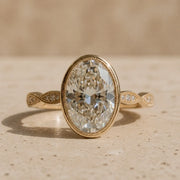 2 CT Oval Cut Lab-Grown Diamond Milgrain Bezel Engagement Ring
