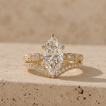 2 CT Pear Cut Lab-Grown Diamond Art Deco-Inspired Bridal Ring Set