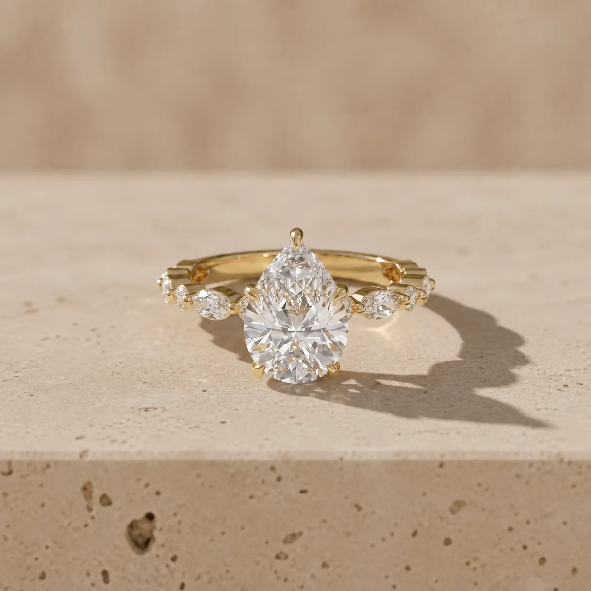2 CT Pear Cut Lab-Grown Diamond Classic Engagement Ring