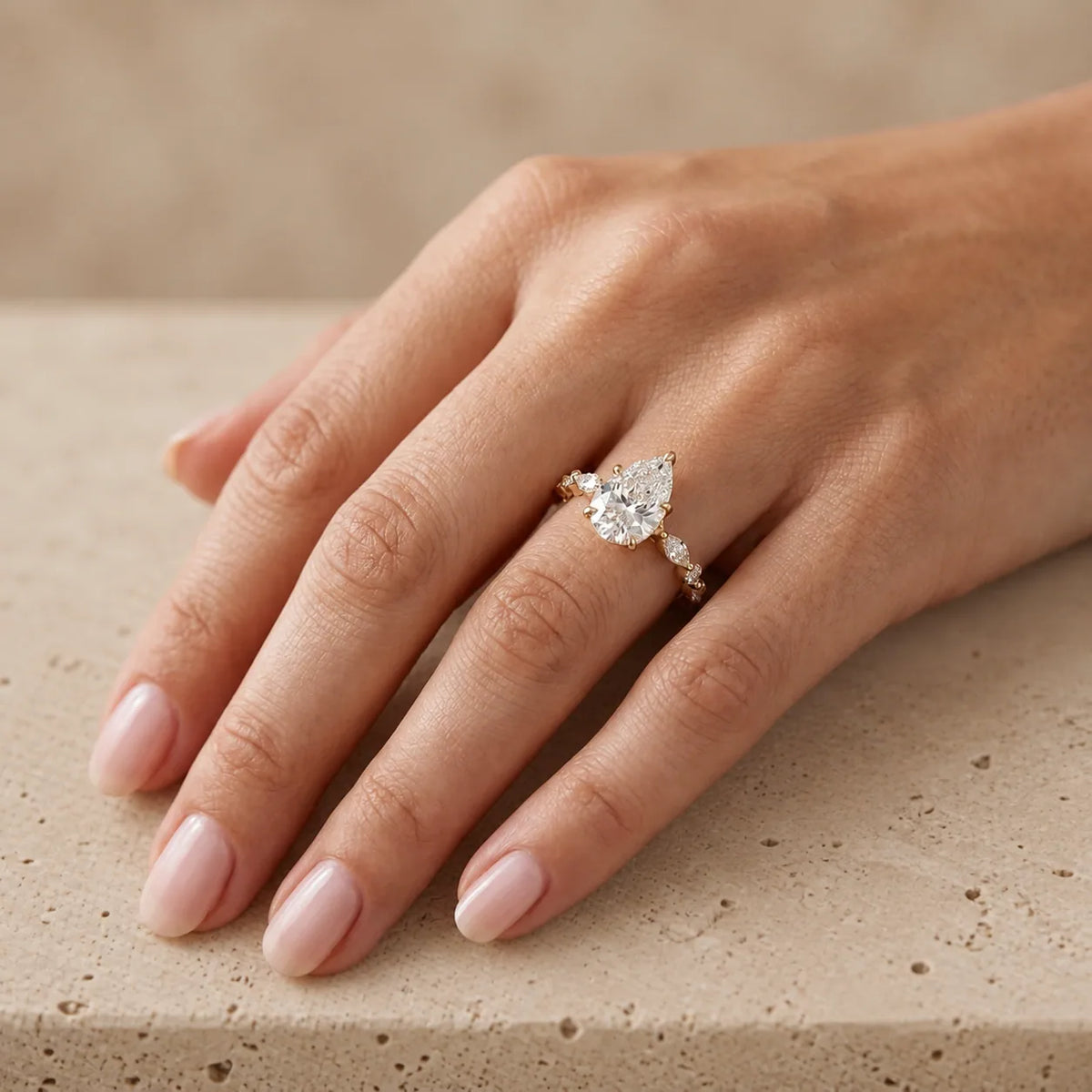2 CT Pear Cut Lab-Grown Diamond Classic Engagement Ring
