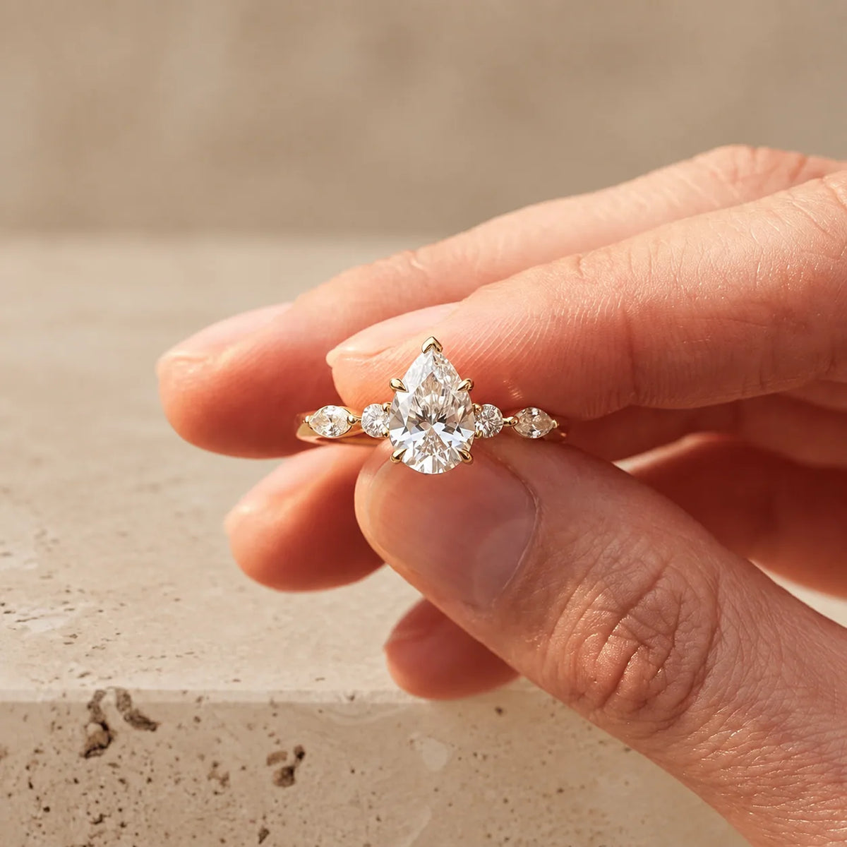 2 CT Pear Cut Lab-Grown Diamond Classic Engagement Ring