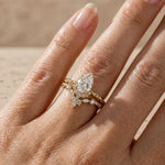 2 CT Pear Cut Lab-Grown Diamond Floral Cluster Twisted Bridal Ring Set
