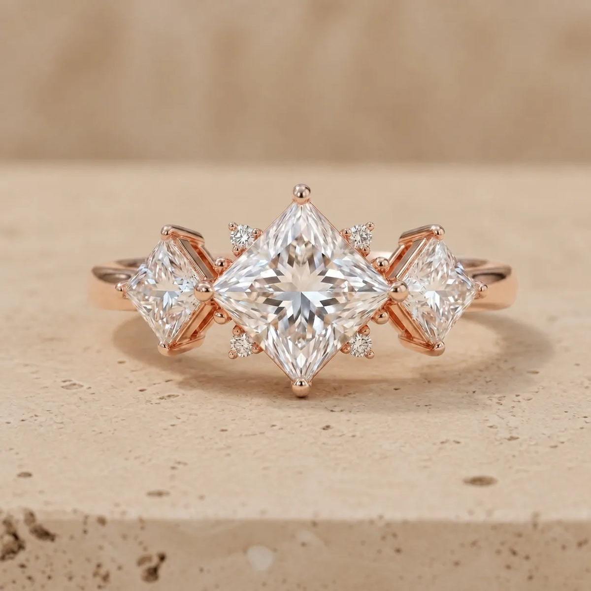2 CT Princess Cut Lab-Grown Diamond Three-Stone Engagement Ring