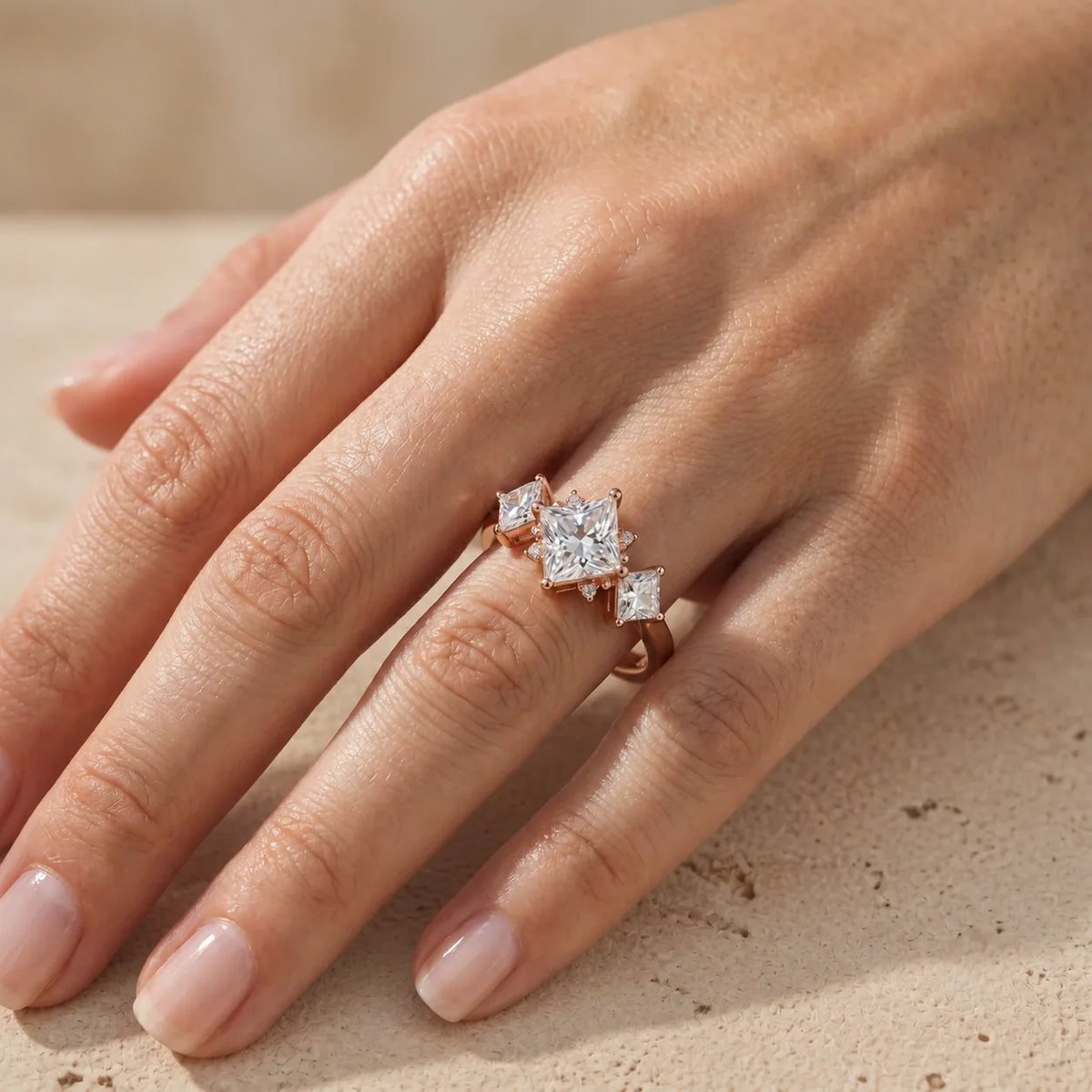 2 CT Princess Cut Lab-Grown Diamond Three-Stone Engagement Ring