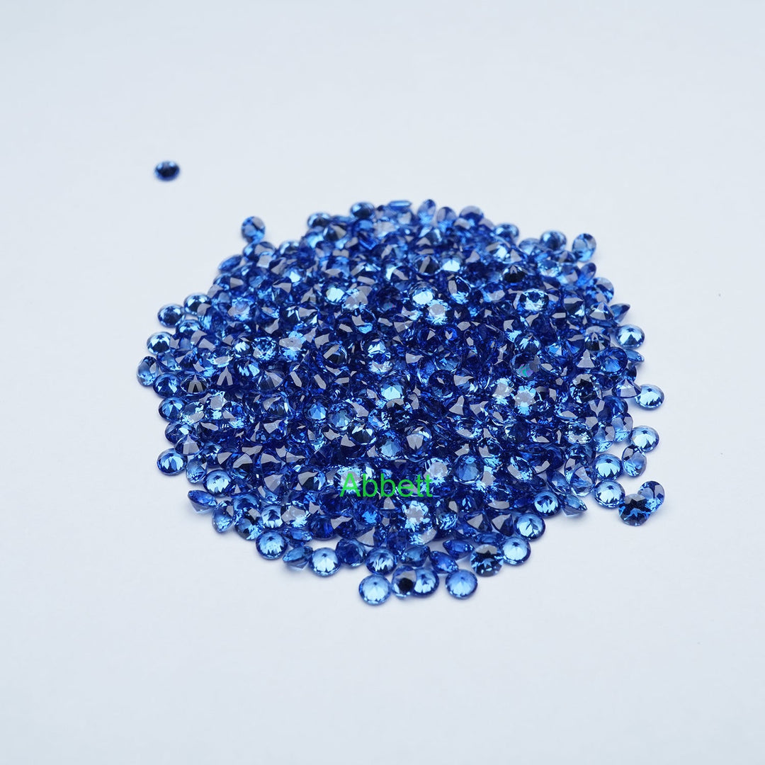 Round melee lab grown blue sapphire