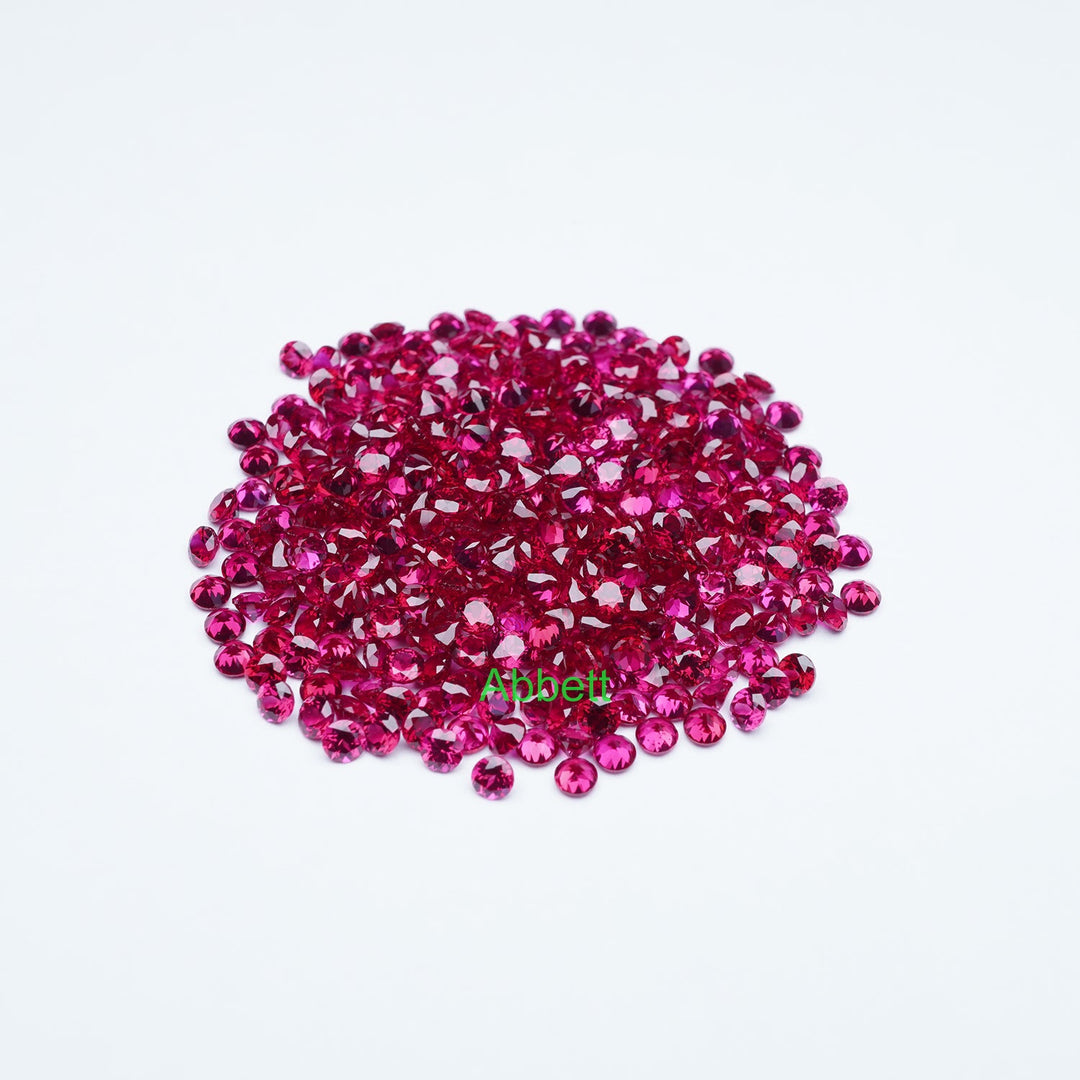 Round melee lab grown ruby