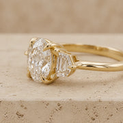 3.35 CT Oval Lab-Grown Diamond Three-Stone Engagement Ring