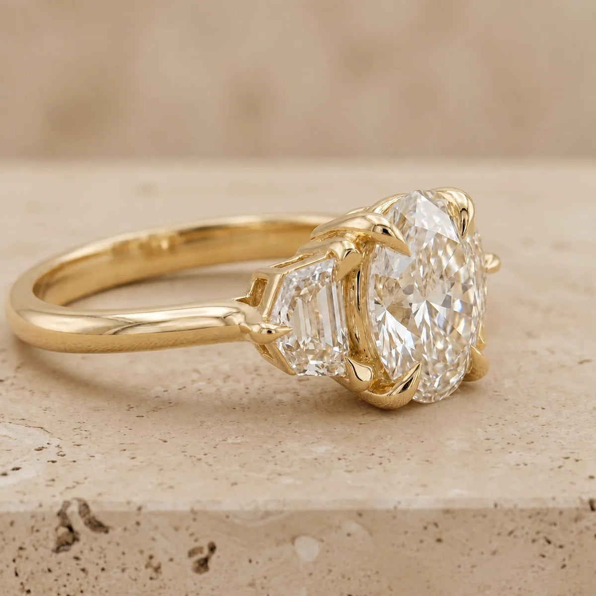 3.35 CT Oval Lab-Grown Diamond Three-Stone Engagement Ring