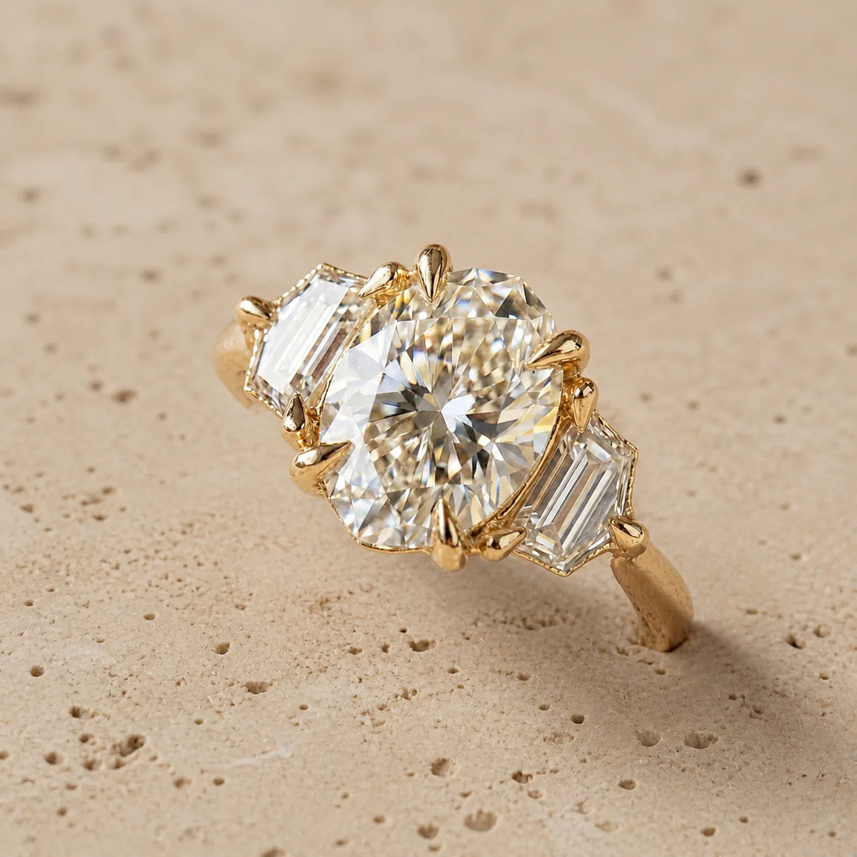 3.35 CT Oval Lab-Grown Diamond Three-Stone Engagement Ring