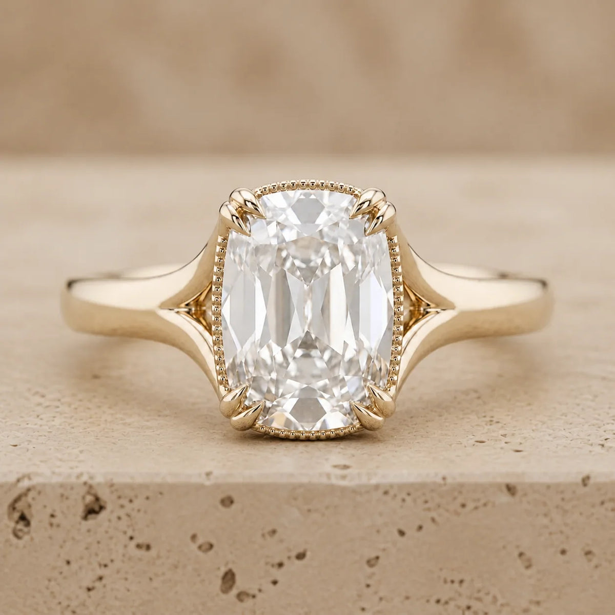3.4 CT Old Mine Elongated Cushion Lab-Grown Diamond Art Deco Engagement Ring