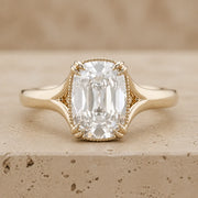 3.4 CT Old Mine Elongated Cushion Lab-Grown Diamond Art Deco Engagement Ring