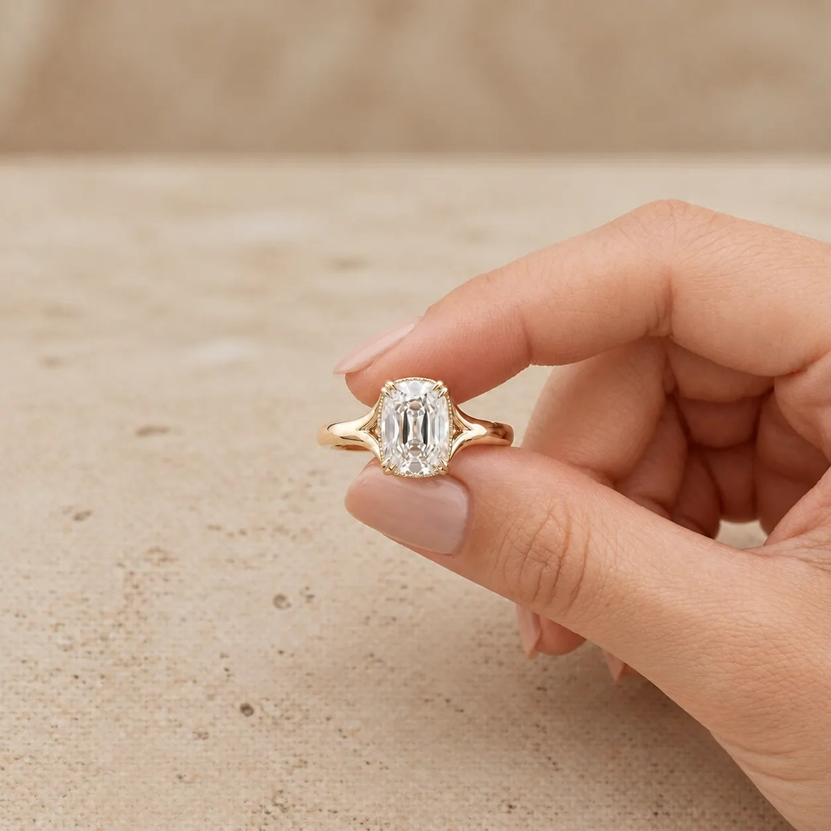 3.4 CT Old Mine Elongated Cushion Lab-Grown Diamond Art Deco Engagement Ring