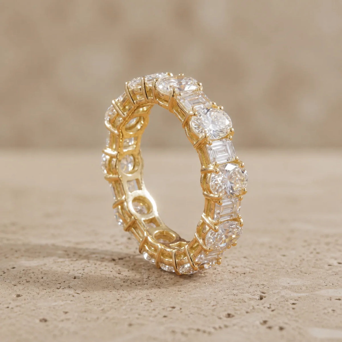 3.50 CTW Oval & Emerald Lab-Grown Diamond Alternating Eternity Band
