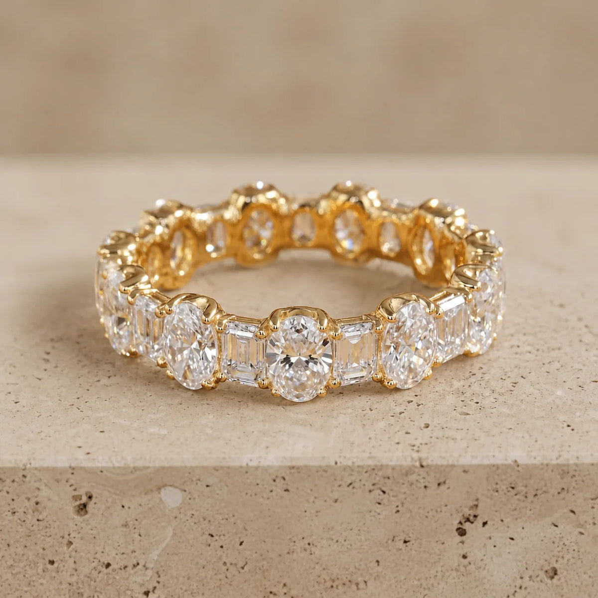 3.50 CTW Oval & Emerald Lab-Grown Diamond Alternating Eternity Band