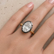3.7 CT Oval Lab-Grown Diamond Georgian-Inspired Black Collet Button-Back Bezel-Set Engagement Ring