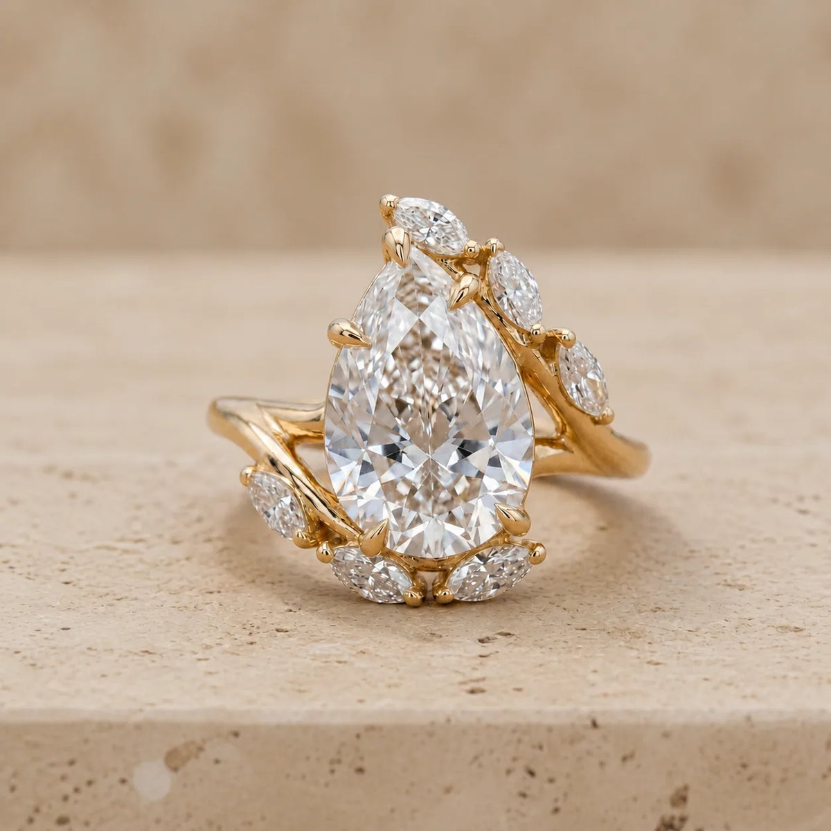 3.9 CT Pear Lab-Grown Diamond Engagement Ring