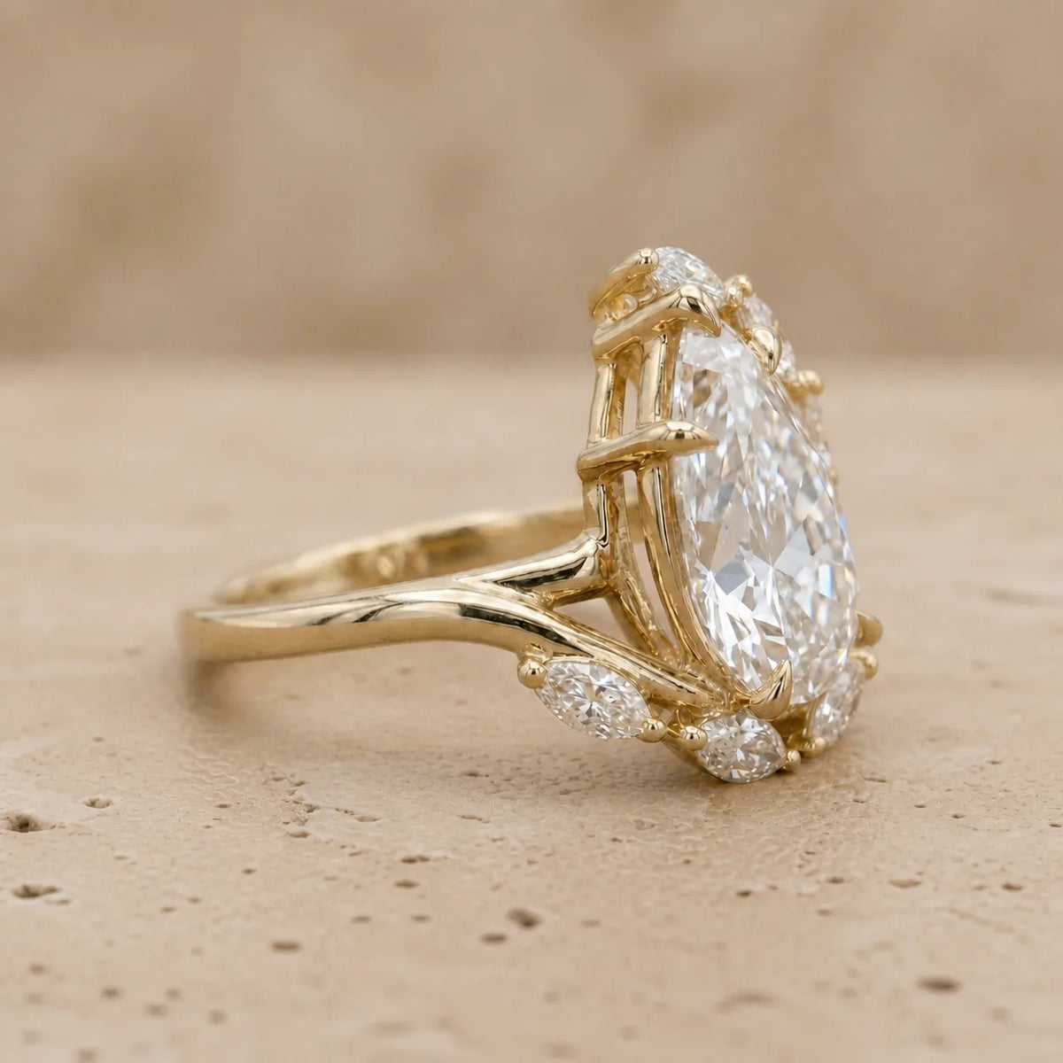 3.9 CT Pear Lab-Grown Diamond Engagement Ring