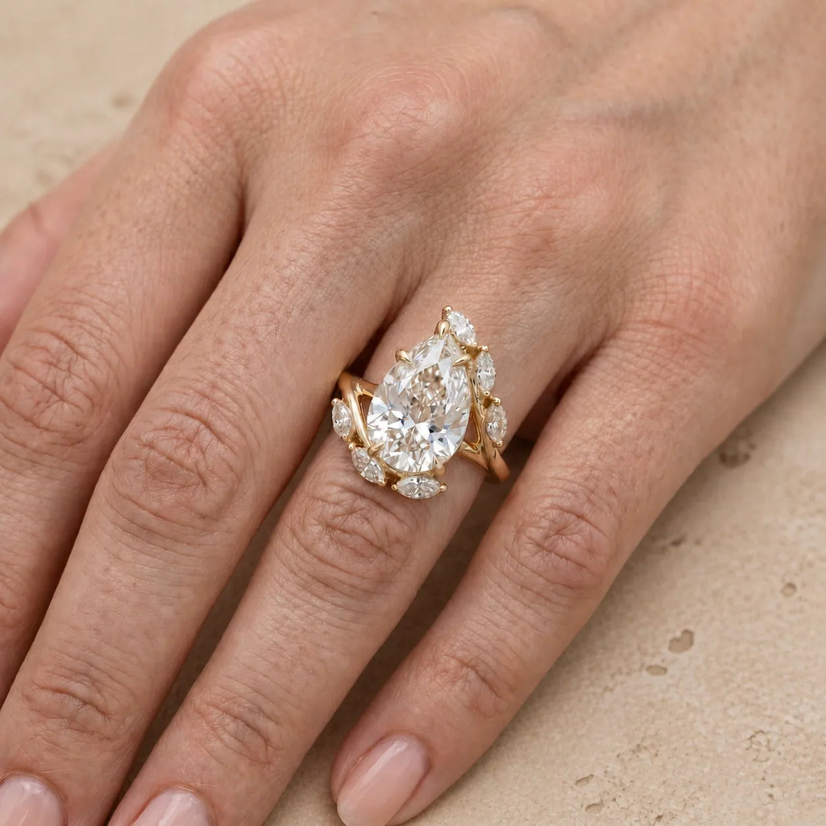 3.9 CT Pear Lab-Grown Diamond Engagement Ring