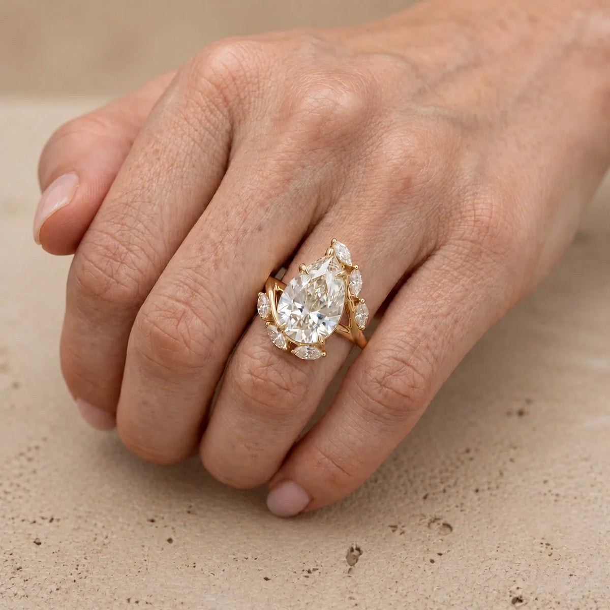 3.9 CT Pear Lab-Grown Diamond Engagement Ring