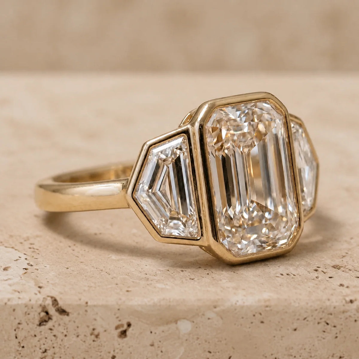 3 CT Criss Lab-Grown Diamond Three-Stone Bezel-Set Engagement Ring