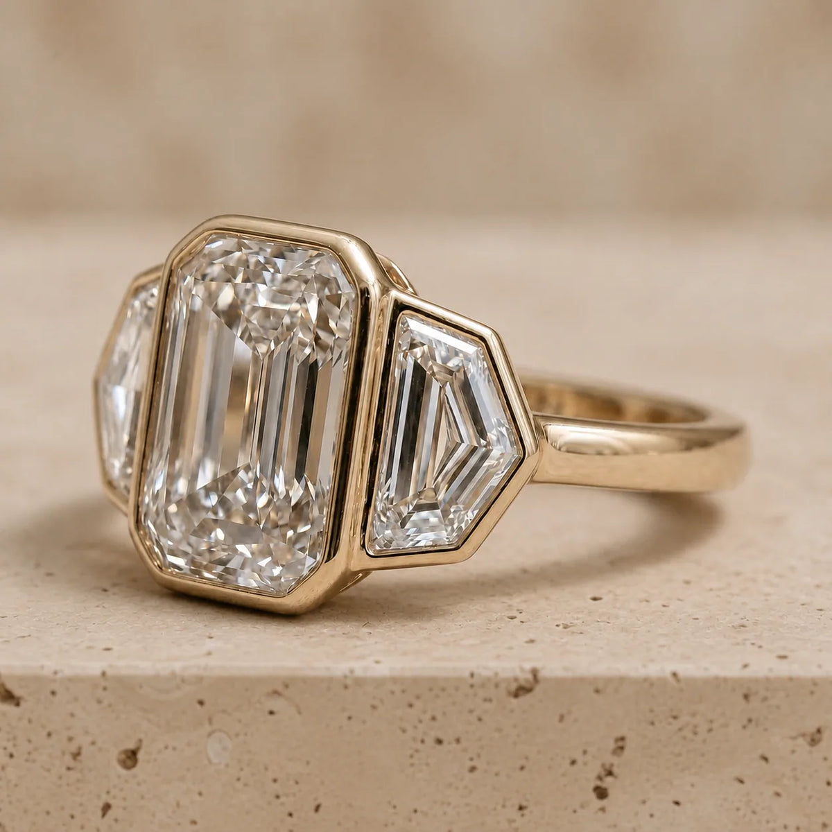 3 CT Criss Lab-Grown Diamond Three-Stone Bezel-Set Engagement Ring