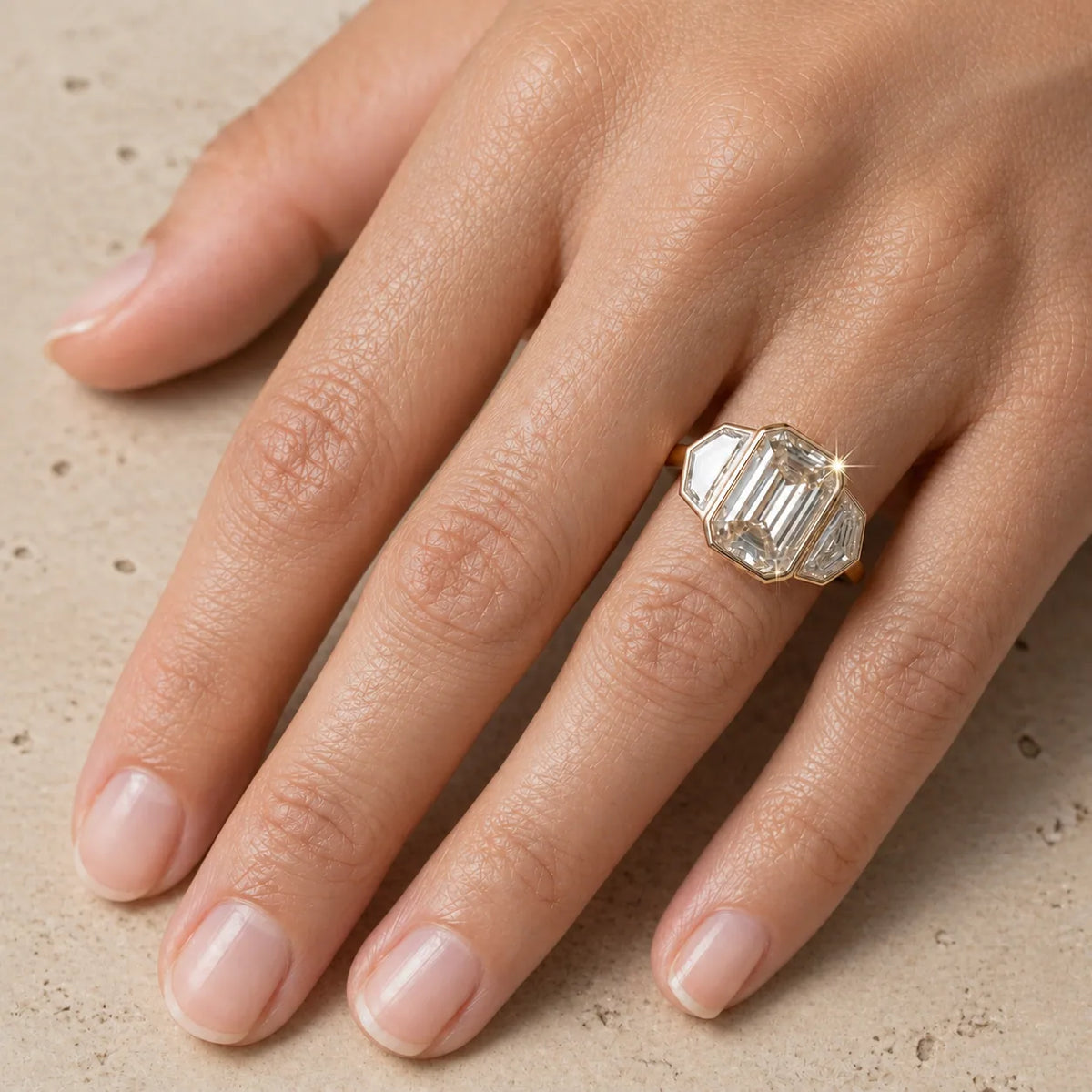 3 CT Criss Lab-Grown Diamond Three-Stone Bezel-Set Engagement Ring