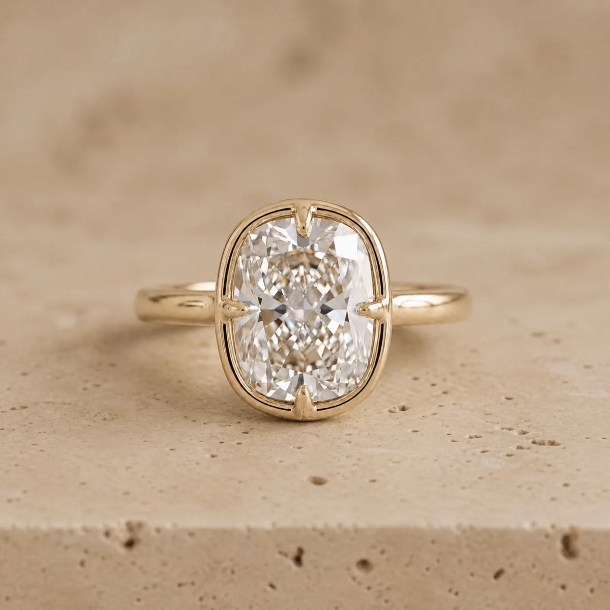 3 CT Cushion Lab-Grown Diamond Georgian-Inspired Compass-Prong Engagement Ring