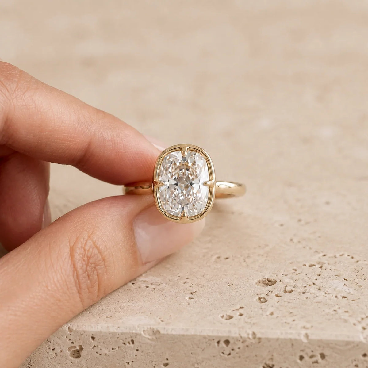 3 CT Cushion Lab-Grown Diamond Georgian-Inspired Compass-Prong Engagement Ring