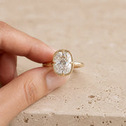 3 CT Cushion Lab-Grown Diamond Georgian-Inspired Compass-Prong Engagement Ring