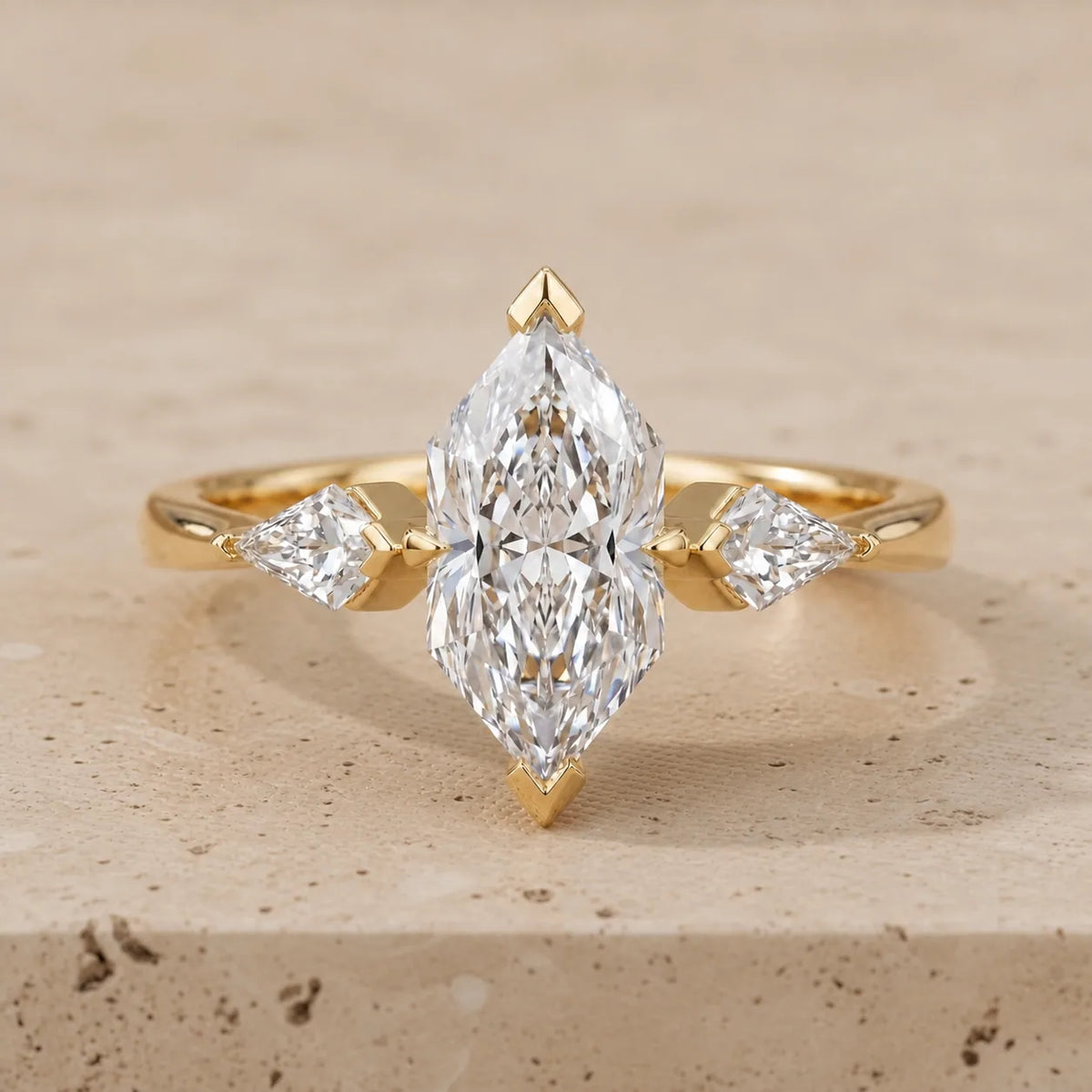 3 CT Dutch Marquise Lab-Grown Diamond Three-Stone Engagement Ring
