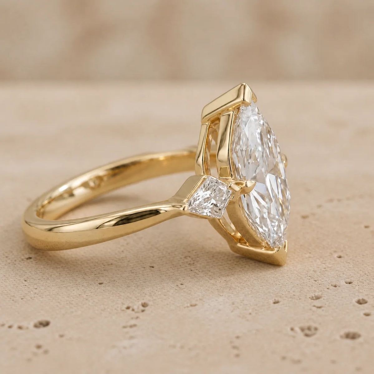 3 CT Dutch Marquise Lab-Grown Diamond Three-Stone Engagement Ring