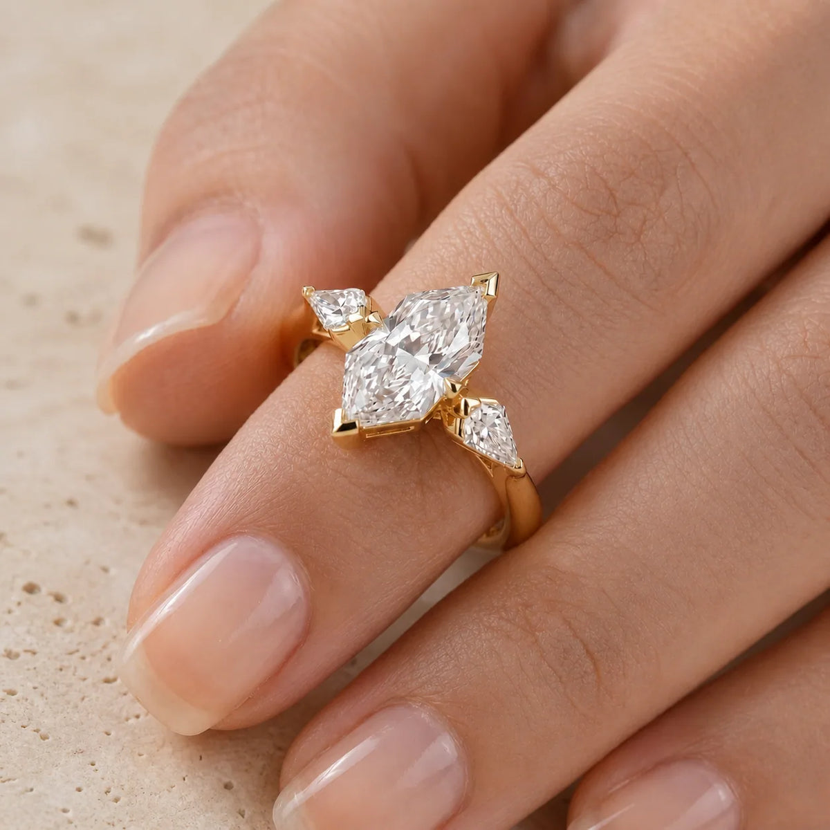 3 CT Dutch Marquise Lab-Grown Diamond Three-Stone Engagement Ring