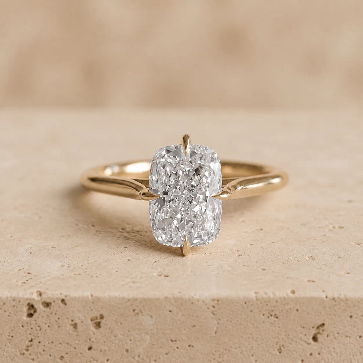 3 CT Elongated Cushion Lab-Grown Diamond Compass-Prong Engagement Ring