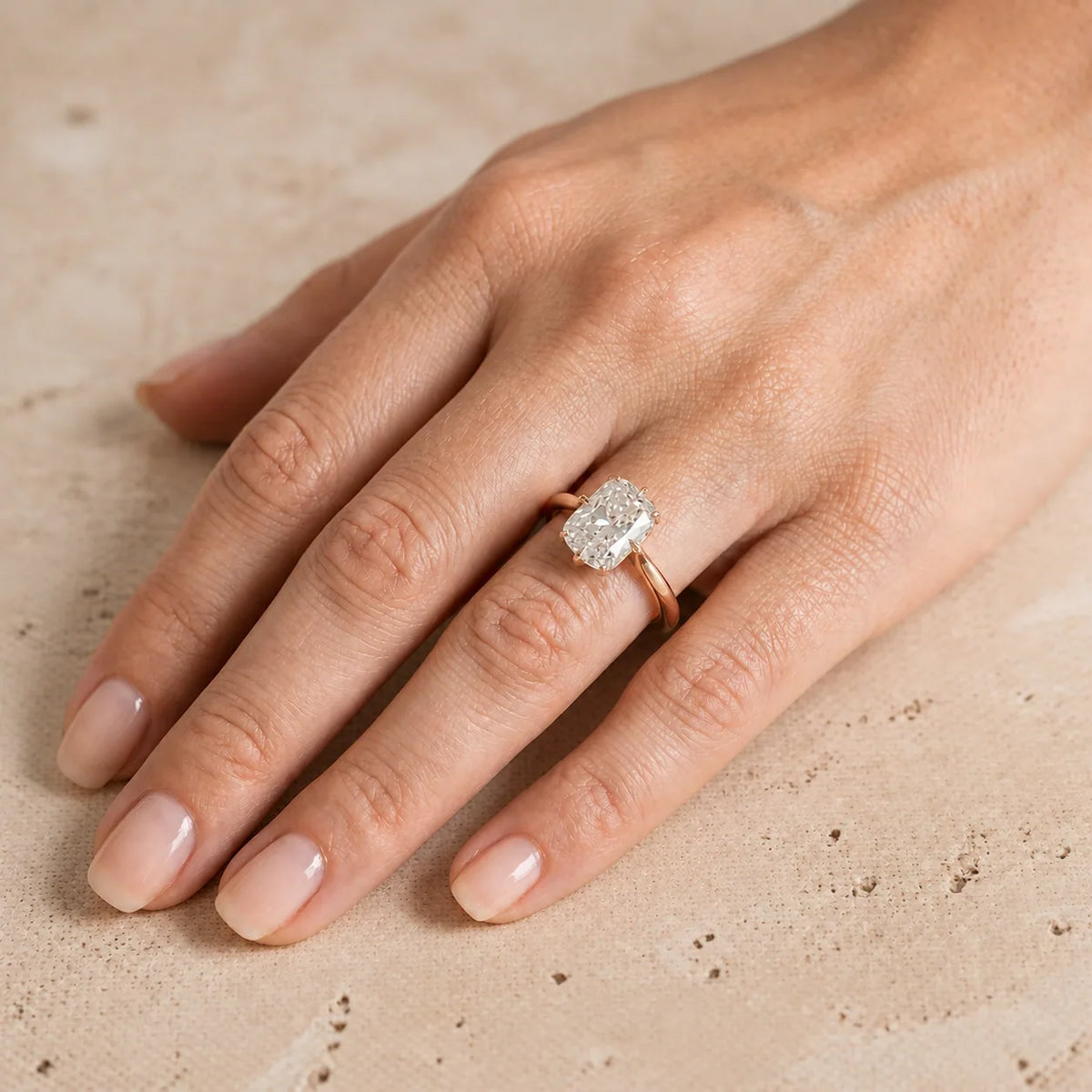 3 CT Elongated Cushion Lab-Grown Diamond Compass-Prong Engagement Ring