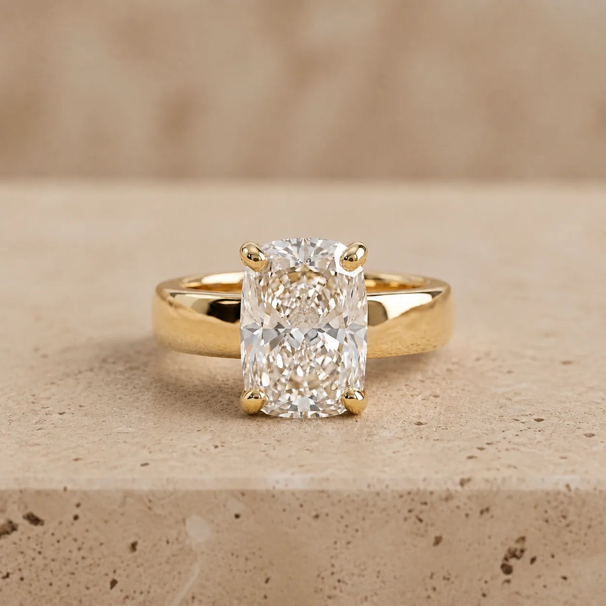 3 CT Elongated Cushion Lab-Grown Diamond Wide-Band Engagement Ring