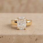 3 CT Elongated Cushion Lab-Grown Diamond Wide-Band Engagement Ring