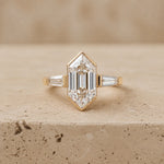 3 CT Elongated Hexagon Step Lab-Grown Diamond Three-Stone Geometric Engagement Ring