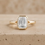 3 CT Emerald Lab-Grown Diamond Art Deco Bezel-Set Split-Shank Engagement Ring